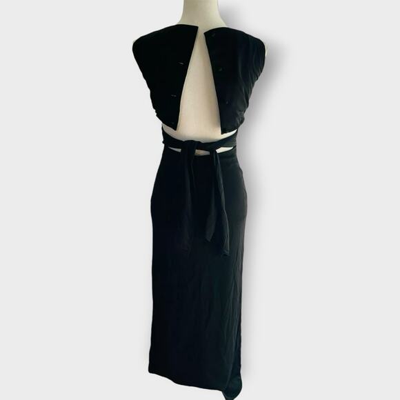 Lilli Diamond Dress Body Con Black Sleeveless Crop Split Size XS Vintage - Picture 6 of 10